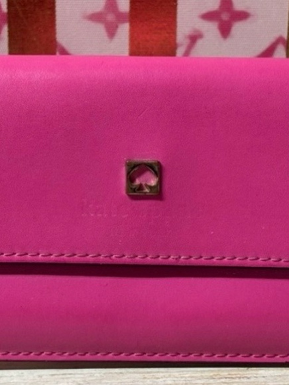 Kate Spade SET Black & Pink Leather Tote NWT Kate Hot Pink Wallet NWT B29 - Picture 3 of 4